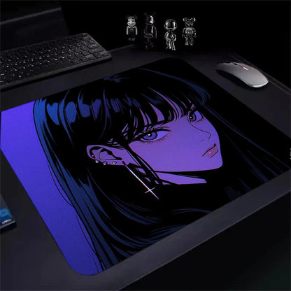 Anime Samurai Girl Mouse Pad Large Computer Office Game Table Mats 400X450 Anti-slip Rubber Waterproof Mat Desktop Keyboard Pads