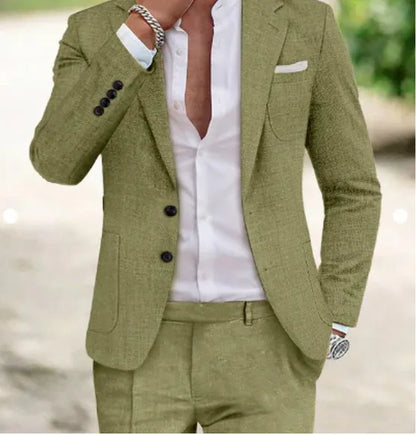 2025 Spring New Men Digital Print Casual Suit Set Jacket Pants Two Piece Cross Border Trade