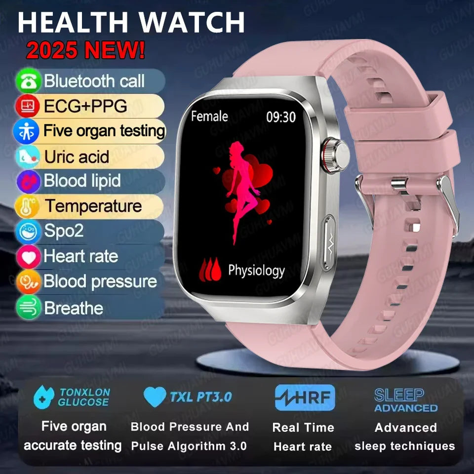 2025 New Smart Watch 2.04-inch AMOLED Screen Bluetooth Call IP68 Waterproof 650mA Sports Smartwatches Men Android Military-Grade
