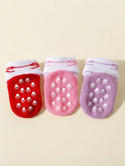 3 Pairs of Cute and Ladylikes Short Socks for 0-24 Months Toddlers, Soft and Anti-Slip Ankle Socks Suitable for Spring and Autumn