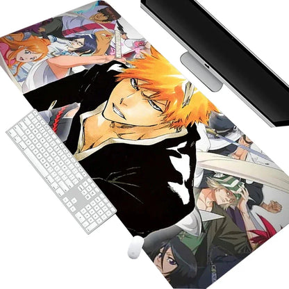White Mouse Pad Anime Large Mousepad Bleach Manga Panel Laptop Office Shounen Rubber Soft Table Mat Pc Gaming Non-Slip Carpet