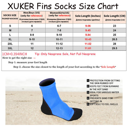 Neoprene Fin Socks for Sand Beach Volleyball Soccer Thin Polyester Uppers 1.5mm Neoprene Soles Sun Protection Water Shoes