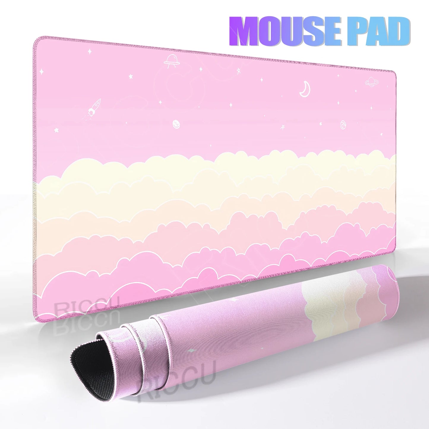 Skyscape Large Mouse Pad Pastel Purple Clouds Minimalist Mousepad Gamer Laptop Deskpad Office Accessory Desk Mat Cabinet Setup