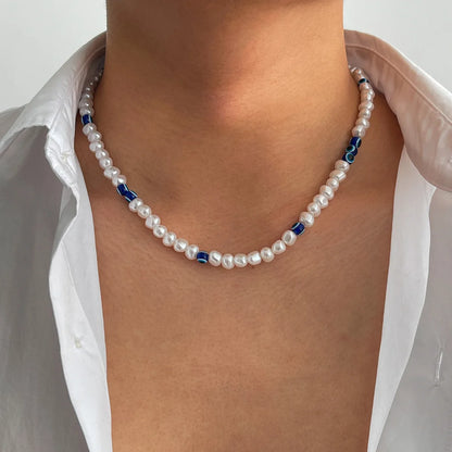 Retro Imitation Baroque Pearl Necklace For Men Hip Hop Eyes Beads Splicing Jewelry Trendy Party Accessories Gifts