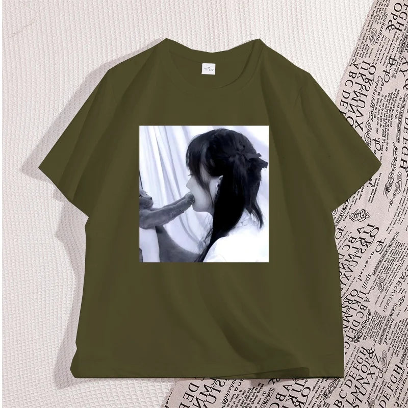 Funny Dirty Heart Cat T-shirt Men's Fashion Street Wear High Quality Tshirt Man Designer Clothes Unisex Cotton Short-sleeve