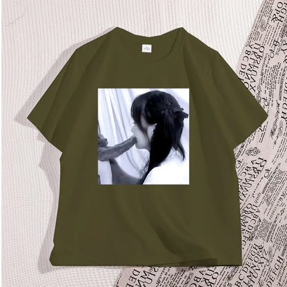 Funny Dirty Heart Cat T-shirt Men's Fashion Street Wear High Quality Tshirt Man Designer Clothes Unisex Cotton Short-sleeve