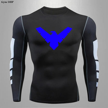 Compression Nightwing Print Tops For Men T Shirt Rashguard Jiu Jitsu Gym Fitness Running Train   ing Shirts Jersey Short Sleeved