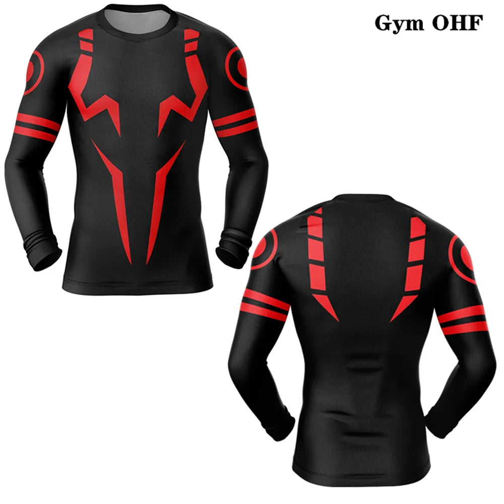 Anime Jujutsu Kaisen 3D Print Compression Shirts For Men Gym Running Workout Fitness Undershirt Athletic Quick Dry T-Shirt Tops