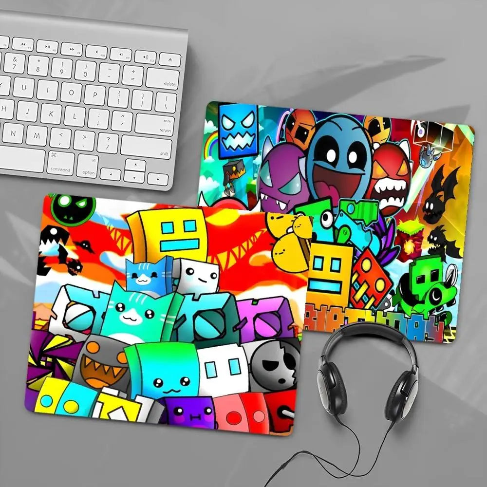 Cartoon Geometry Dash Video Game Office Student Gaming Thickened Large Pad Non-slip Cushion Mouse Pad for PC Computer Table
