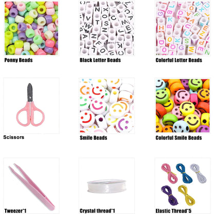 1100pcs Bracelet Making Kit Pony Beads  Polymer Clay Beads Beads Letter Beads For Jewelry Making DIY Arts Earring