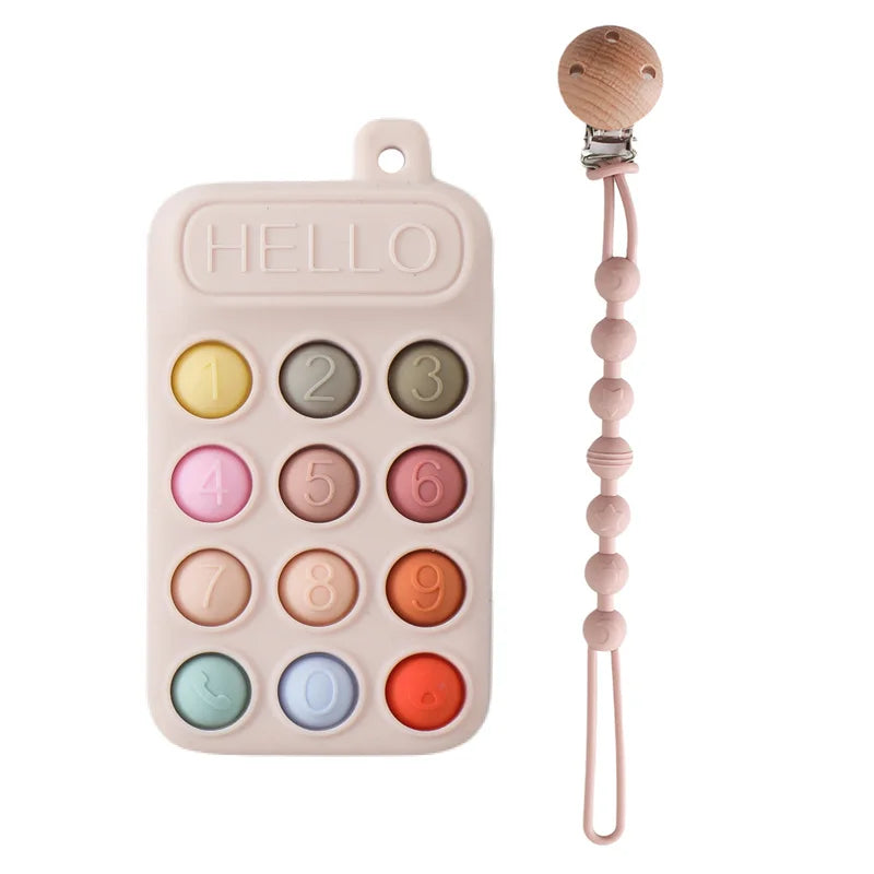 Baby Wooden Bear Phone Teether Toy Telephone Sleeping Pacifier Teething Flip Simulation Phone Toys Early Educational Toy Gifts