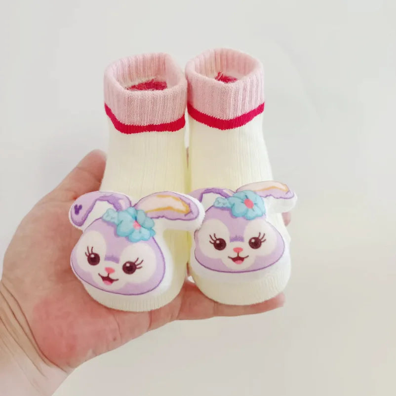 Disney Mickey Stitch Cartoon Cute Doll Baby Socks Cotton Non-slip Sock Newborn Girls Clothes Boys Accessories Babies Stuff Kids