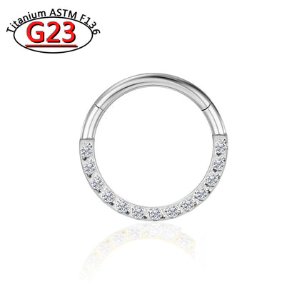 G23 Titanium Piercing Double Layered Triple Stack Hinged Zircon Nose Ring Helix Cartilage CZ Small Cartilage Septum Clicker