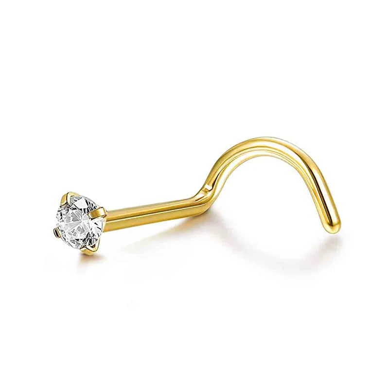 Drperfect Nose Rings Studs for Women Surgical Steel 20G Nose Hoop Corkscrew L Shaped Nose Stud Nose Ring Nose Piercing Jewelry