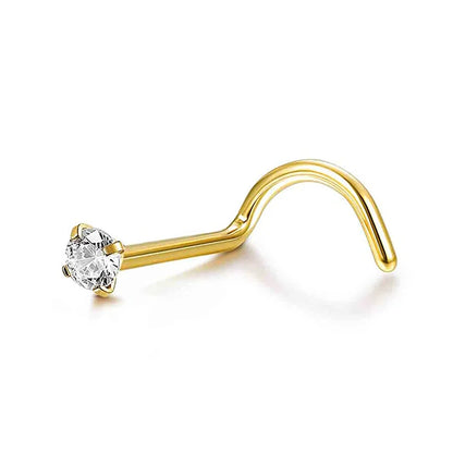 Drperfect Nose Rings Studs for Women Surgical Steel 20G Nose Hoop Corkscrew L Shaped Nose Stud Nose Ring Nose Piercing Jewelry