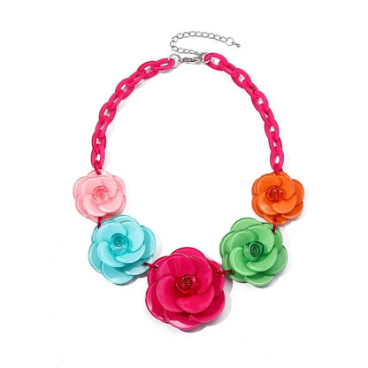 Blucome 2022 New Acrylic Flower Shape Necklace Female Exaggerated Clavicle Sweater Necklace Unique Women Girls Pendant  Jewelry