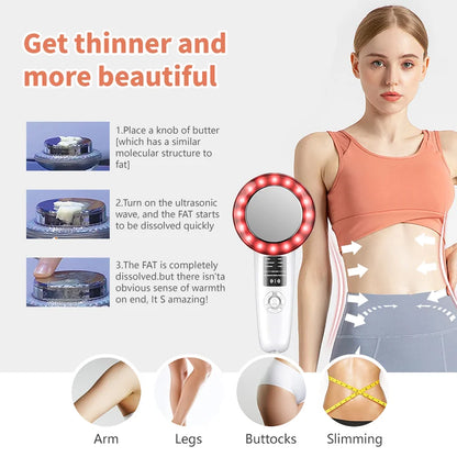6 In 1 Ultrasound Cavitation Body Slimming Massager Rejuvenates Skin Gives Toned Skin and Lift Beauty Device for Face&Arms&Legs