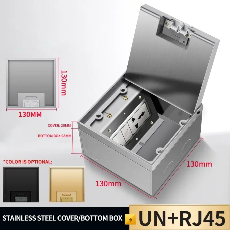 1PCS Flat Floor Hidden Socket, EU Electrical Outlet, Embedded Stainless Steel Marble Floor Socket Box for Home and Office Use