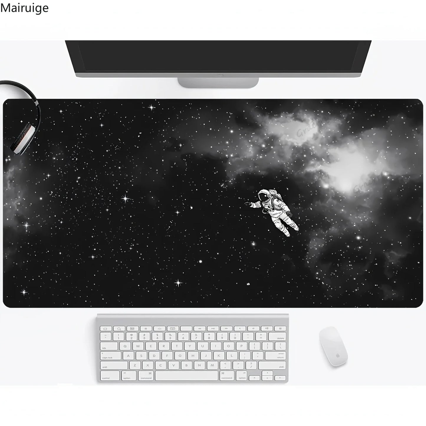 Space Black White Galaxy Astronaut Mouse Pad Computer Office Table Mats Rubber Anti-slip Gaming Keyboard Mousepads Long Desk Pad