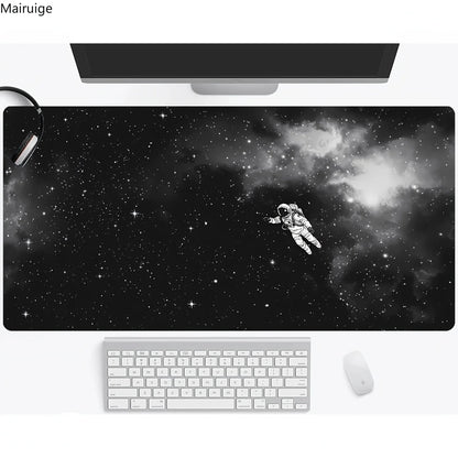 Space Black White Galaxy Astronaut Mouse Pad Computer Office Table Mats Rubber Anti-slip Gaming Keyboard Mousepads Long Desk Pad