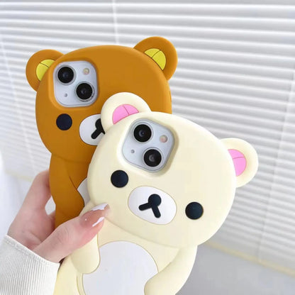 Cute Rilakkuma Bear Phone Case For iPhone 17 16 15 14 13 12 11 Pro Max Plus X XR XS Max 6 7 8 Plus Cartoon Silicone Back Cover
