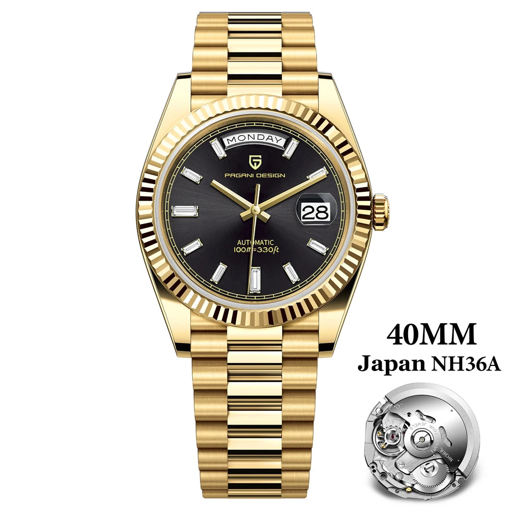 PAGANI DESIGN Men's Watches DD40 Gold White Luxury Automatic Watch Men TMI NH36A Date Week Mechanical Watches For Men 2026 New