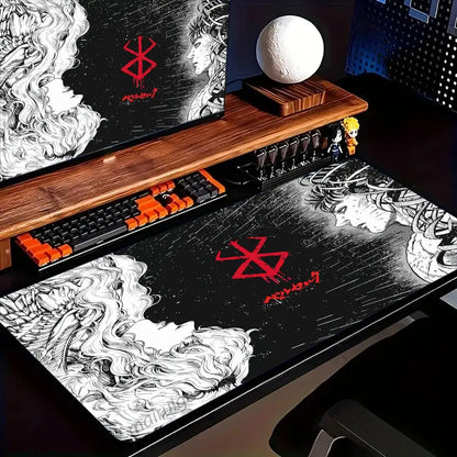 Berserk Guts Anime Mouse Pad Large Computer Office Game Table Mats XXL Rubber Anti-slip Gaming Keyboard Mousepads Long Desk Pads