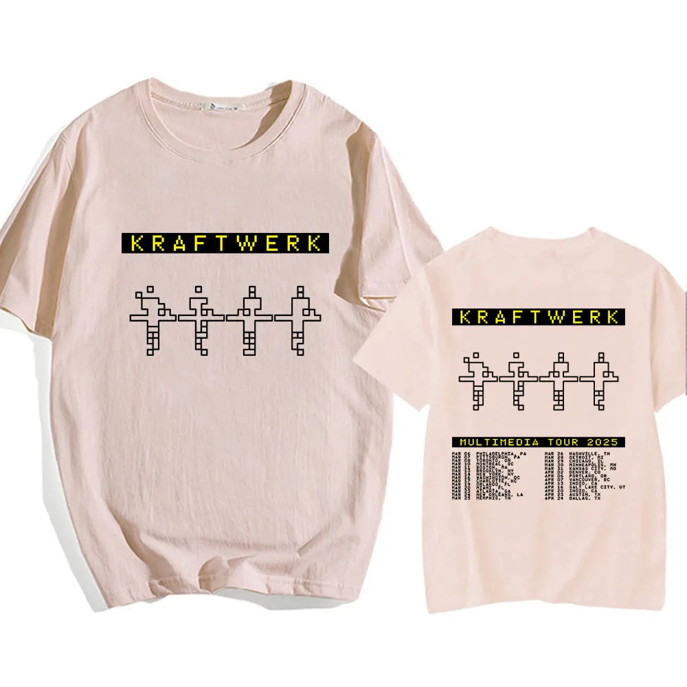 Electronic Band KRAFTWERK Tshirts Cotton Short Sleeve Male T-shirt Summer Round Neck Hip Hop Streetwear Unisex Men/Women Tees