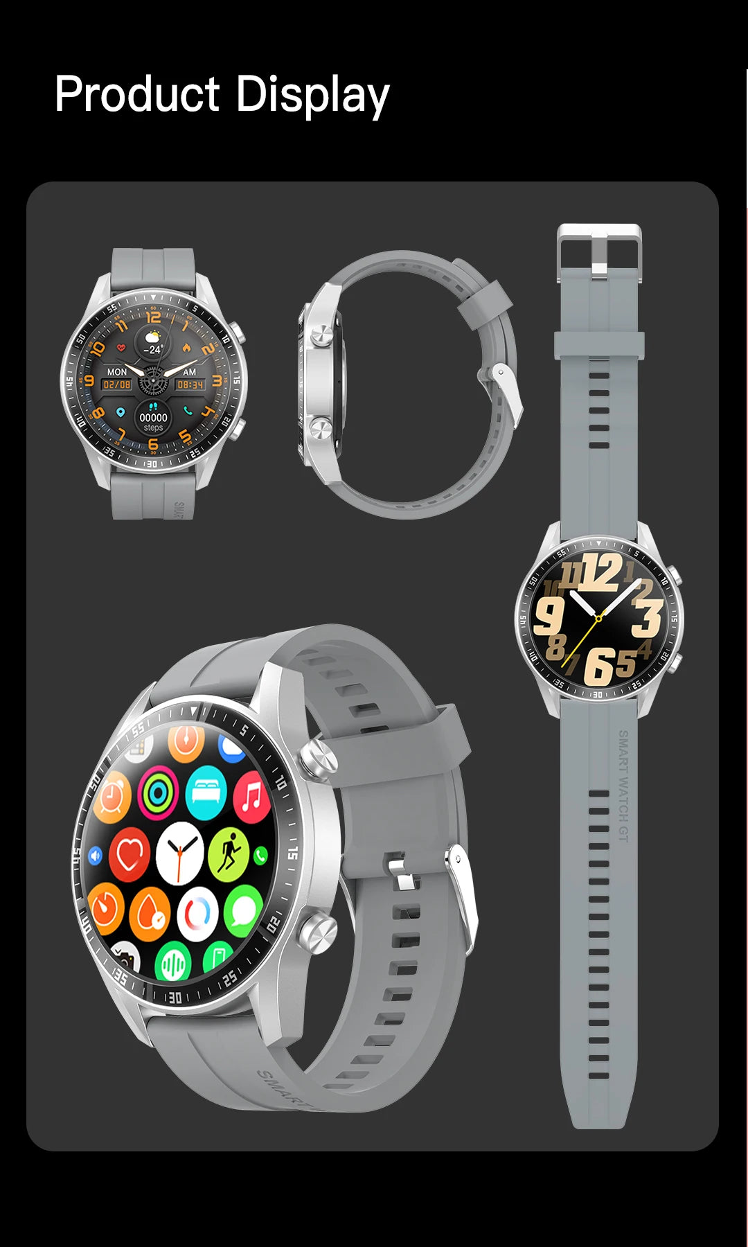 Smart Watch for Men Outdoor Activities Fitness Tracker Sport Watch with Calorie Step Counter Heart Rate Blood Pressure Monitor