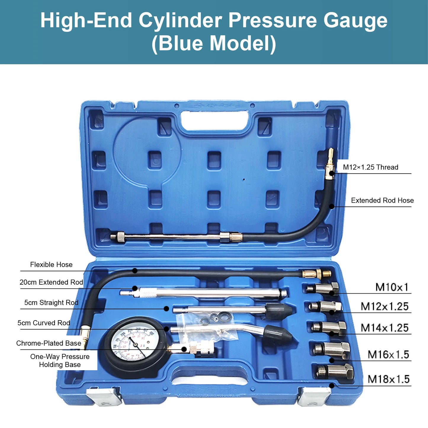 Cylinder Compression Tester Kit 0-300 PSI Dual Scale Quick Coupler Brass Fittings Gauge Engine Diagnostic Tool Car Motorcycle