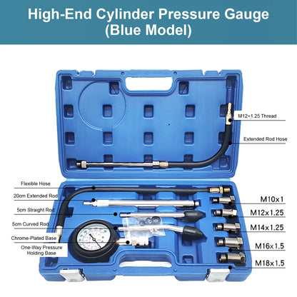 Cylinder Compression Tester Kit 0-300 PSI Dual Scale Quick Coupler Brass Fittings Gauge Engine Diagnostic Tool Car Motorcycle