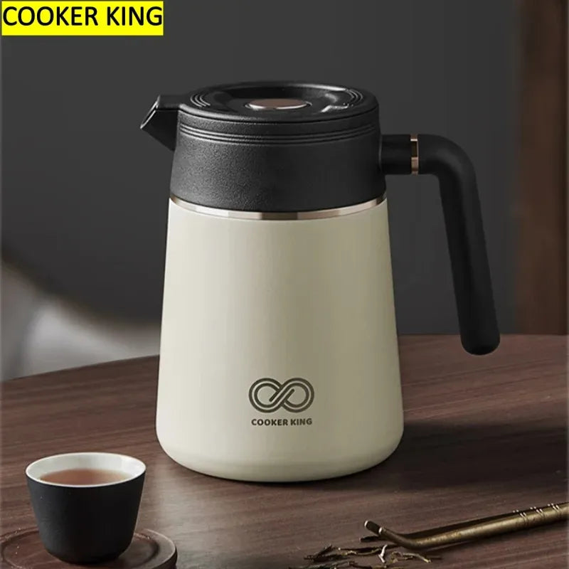 COOKER KING 1L Stainless Steel Thermal Carafe Flask Jug, Vacuum Insulated Coffee Pot For Keeping Hot/Cold Coffee, Tea, Water
