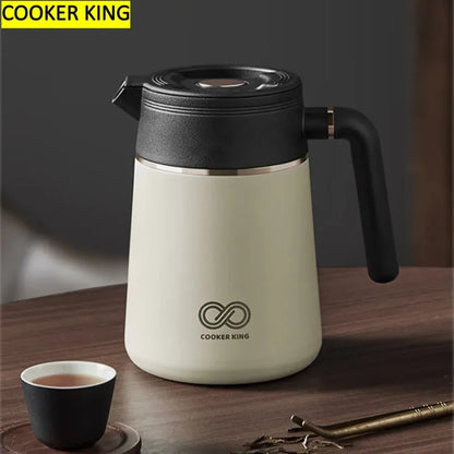 COOKER KING 1L Stainless Steel Thermal Carafe Flask Jug, Vacuum Insulated Coffee Pot For Keeping Hot/Cold Coffee, Tea, Water