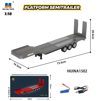 HUINA 1501 770S Alloy Tractor 19CH RC Truck 1/18 2.4G remote control Engineering Trailer Truck with Light and Sound Toys