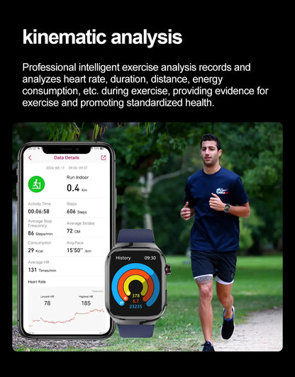 2025 New Smart Watch 2.04-inch AMOLED Screen Bluetooth Call IP68 Waterproof 650mA Sports Smartwatches Men Android Military-Grade