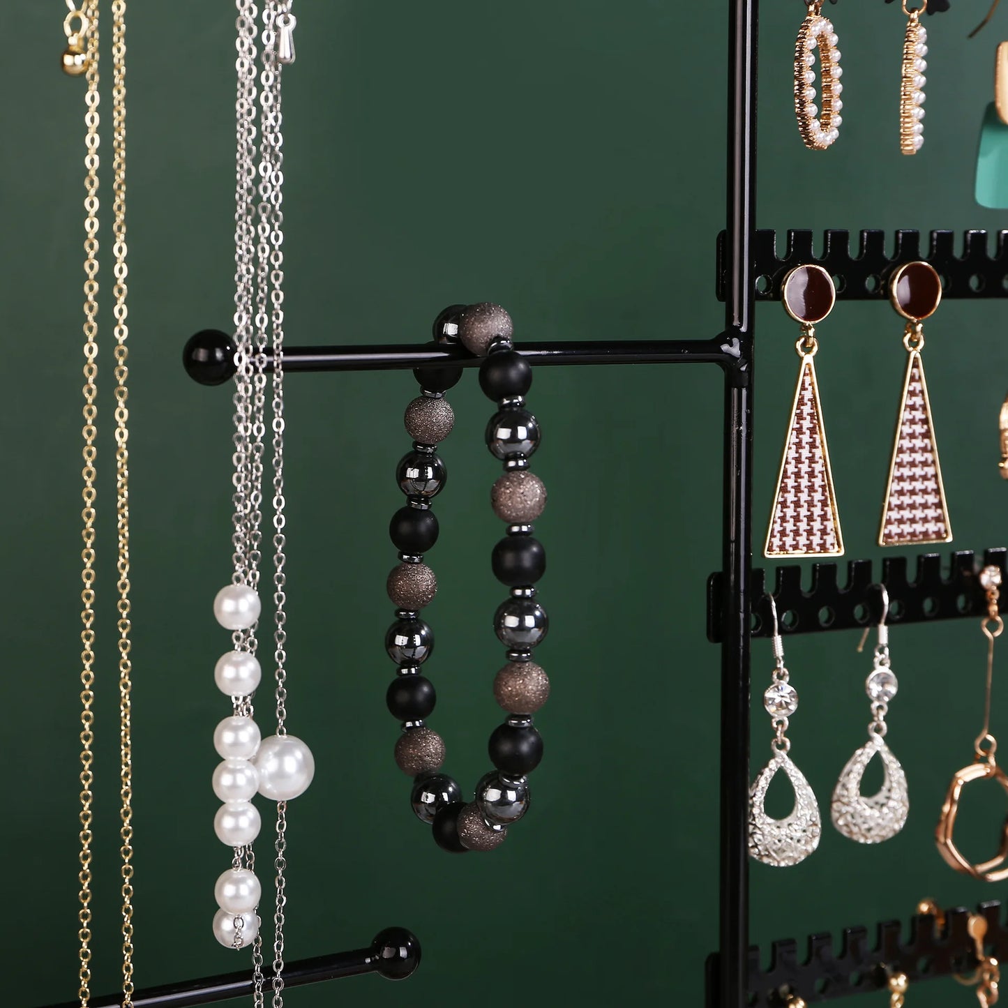 Multifunctional Earring Display Rack Necklace Ring Storage Rack Detachable Wooden Bottom Women Bracelet Watch Jewelry Rack