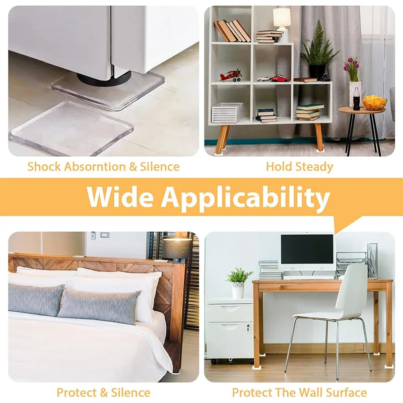 Silicone Anti Vibration Mat Washing Machine Anti-Vibration Pads Transparent Non-Slip Feet Protectors Clear Furniture Pads