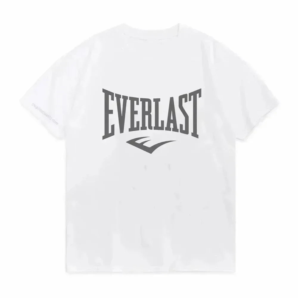 Summer Boxing EVERLAST Men's T-shirt Loose Casual Short Sleeves Women's O-Neck T Shirt Cotton Tee Fitness Sports Tops Streetwear