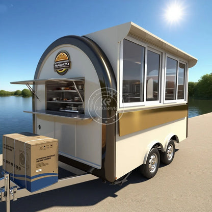 Mobile Food Truck Fast Food Trailer Hotdog Snack Trailer Bread Coffee Cart Kiosk Stand Solar Mobile Catering Cart