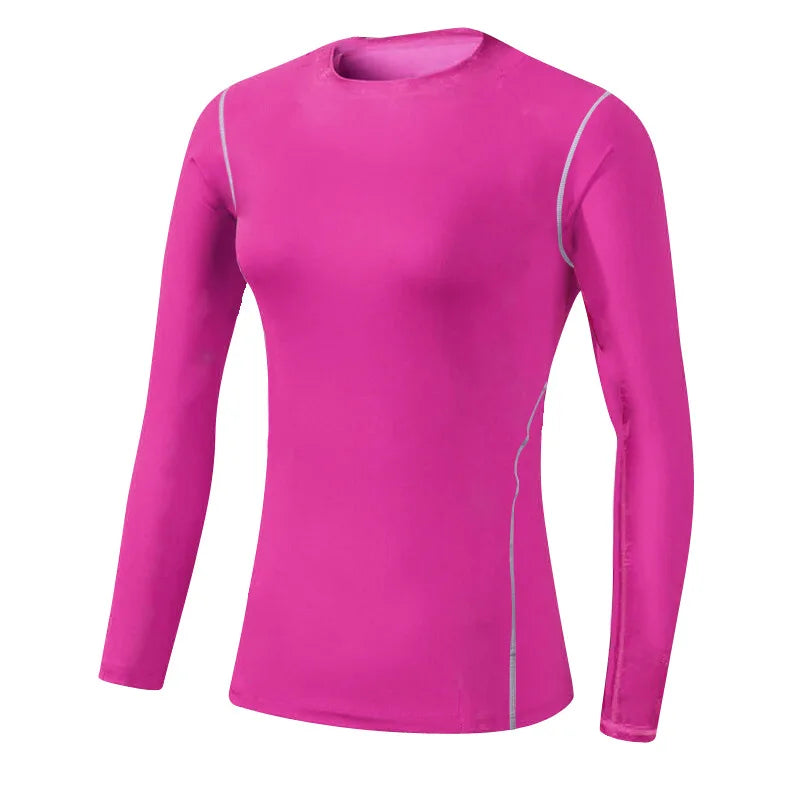 Women's tight-fitting T-shirt for sports fitness yoga training sweat-wicking breathable quick-drying compressed long-sleeved top