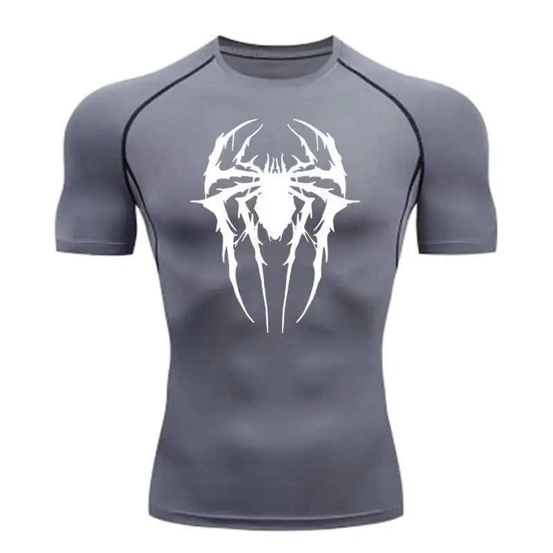 Casual Anime Print Running Compression T-Shirt Men Quick-Drying Fitness Sportswear Gym Sports Long Sleeve Breathable Top S-3XL