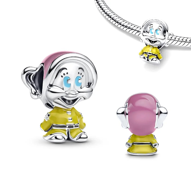 Disney Plata De Ley 925 Silver Charm Monster Activity Flowers Pendant Beads Original Women Bracelets Bangles DIY Jewelry Gift