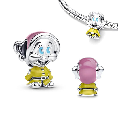 Disney Plata De Ley 925 Silver Charm Monster Activity Flowers Pendant Beads Original Women Bracelets Bangles DIY Jewelry Gift