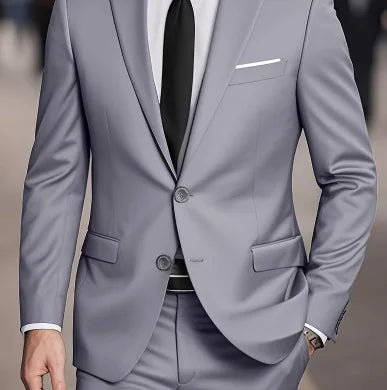 Business Casual Men's Two-Piece Suit Set Wedding Groomsmen Pure Color Formal Wear Spring Summer Autumn Winter New Arrival