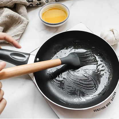 12PCS Mint Green Silicone Kitchen Utensils Set with Wooden Handle, Non-Stick Cooking Tools & Utensil Holder Organizer