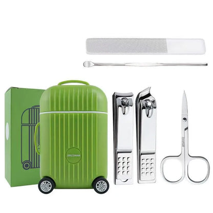 Mini Suitcase Nail Clippers Set Stainless Steel Nail Care Tool Makeup Grooming Gift Kit Portable Beauty Care Accessories