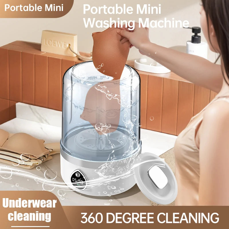 Cordless 1.5L Mini Washer 3600mAh Dual Speed Adjustable for Traveling Socks Underwear Portable Clothes Washing Cups