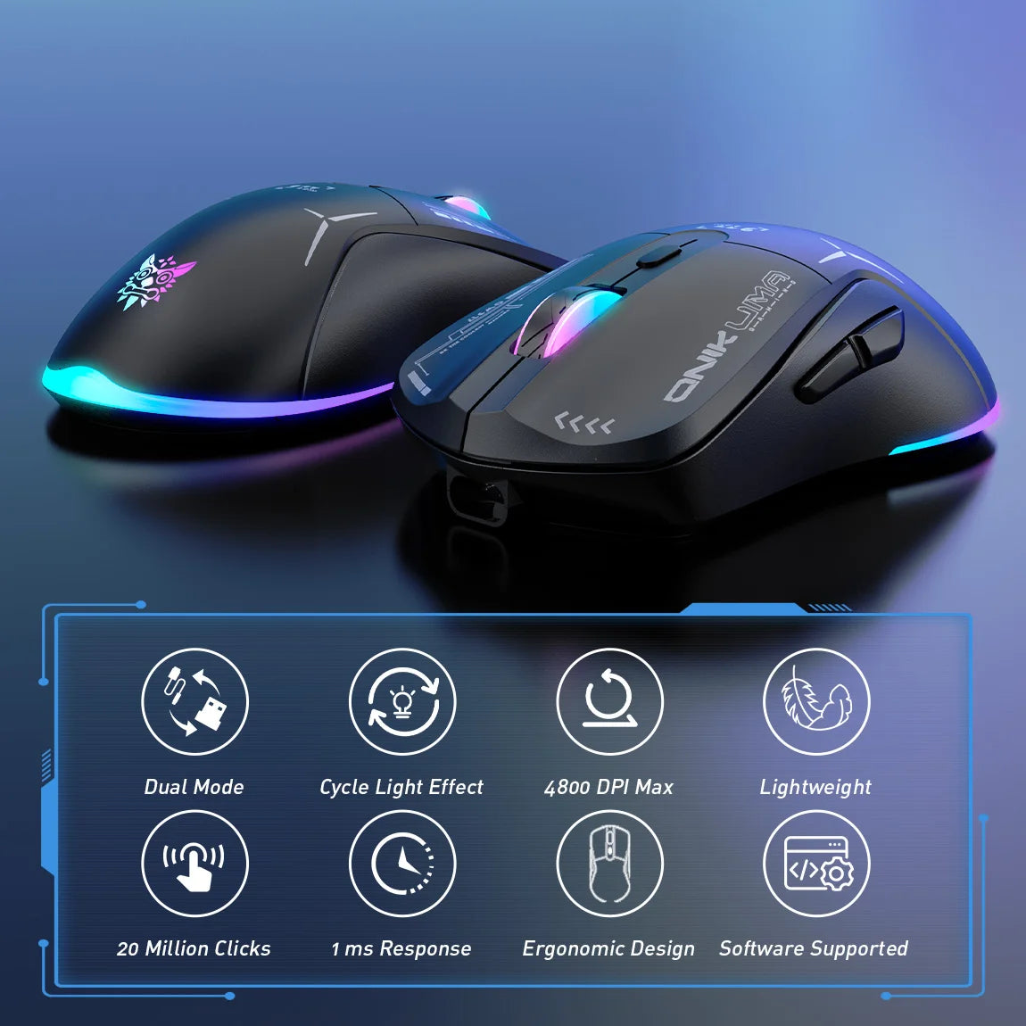 ONIKUMA 2025 New Wireless Mouse Dual-mode Laser 2.4G Game Mechanical Computer E-sports Office Home Computer Luminous