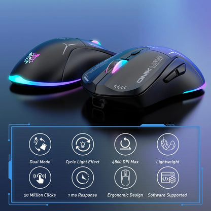 ONIKUMA 2025 New Wireless Mouse Dual-mode Laser 2.4G Game Mechanical Computer E-sports Office Home Computer Luminous