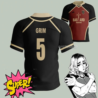 2026 Anime Blue Lock BASTARD 10 KAISER Jersey Mens Sports Tee Fashion Harajuku Manga Short Sleeve Loose Football Jersey Y2k Tops